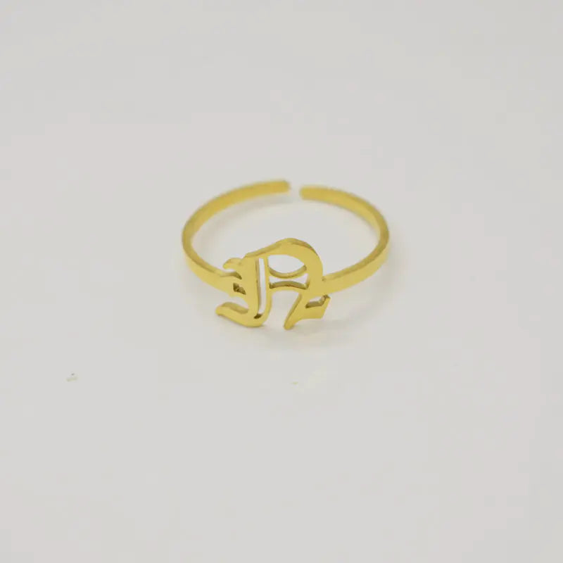 Vintage English Alphabet Ring in 18K Vacuum Plating