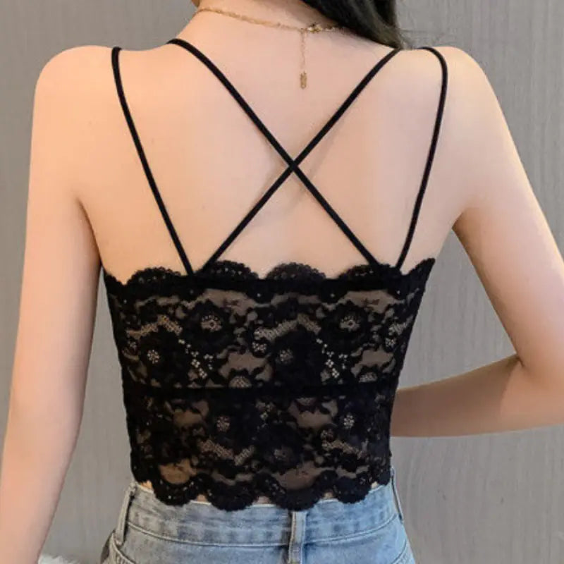 Chic Women's Lace Crop Tops - Summer Korean Style