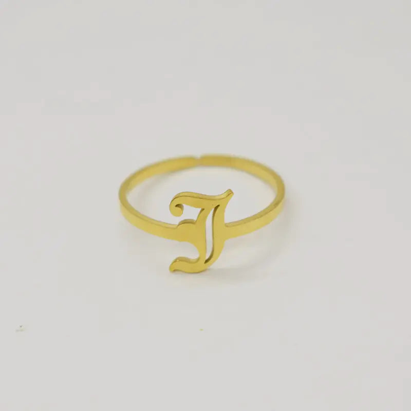 Vintage English Alphabet Ring in 18K Vacuum Plating