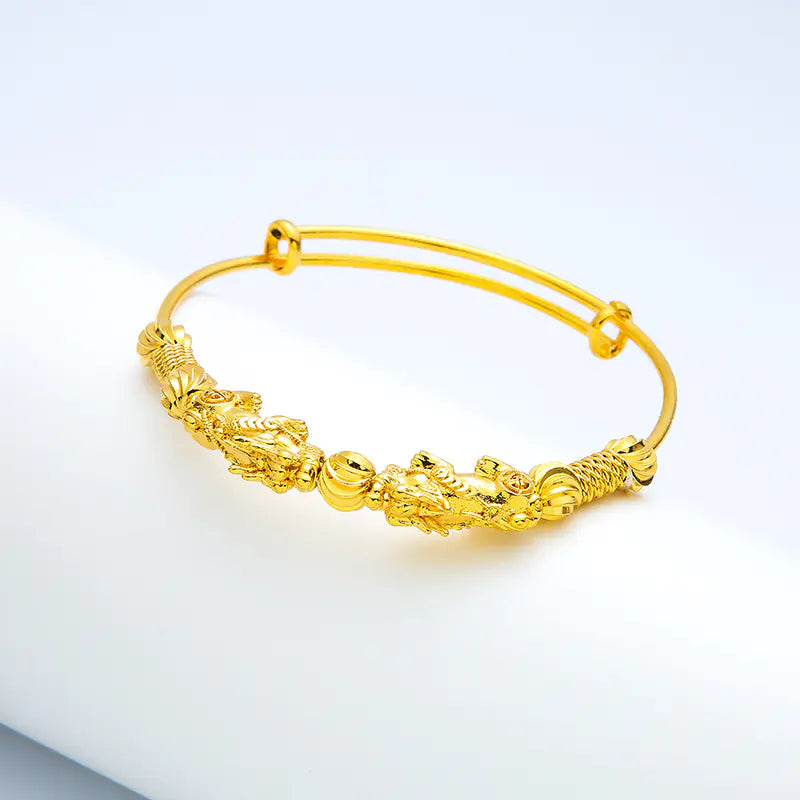 Gold-Plated Pixiu Women's Adjustable Bracelet Jewelry